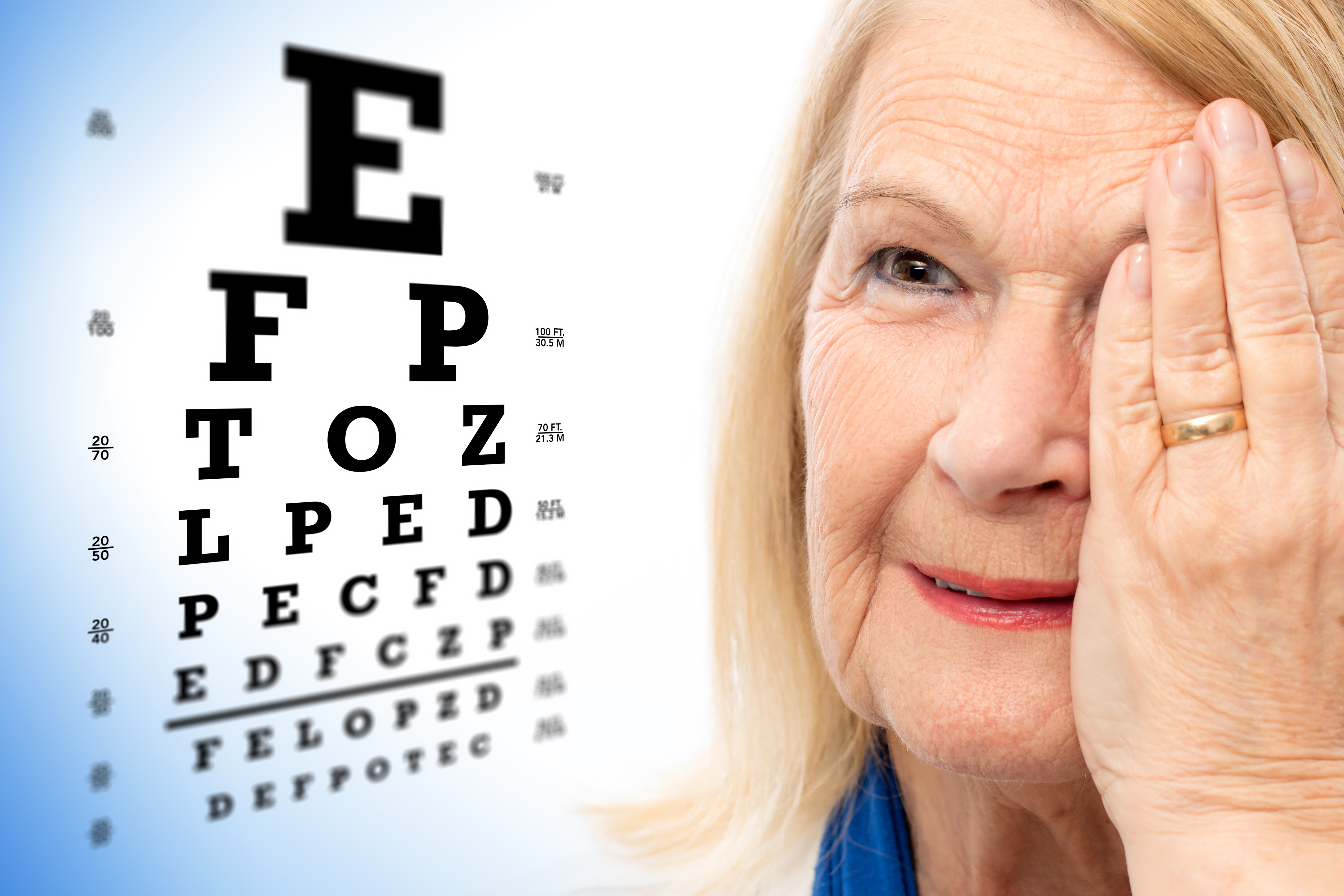 woman taking Visual Acuity test